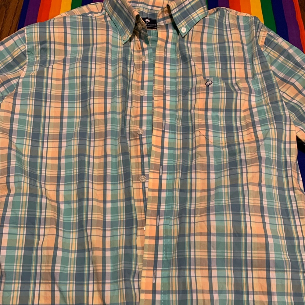 Mens southern shirt company short sleeve button down L